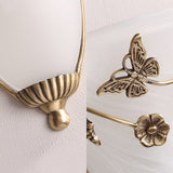 Bell Wall Lamp Traditional White Glass 1 Bulb Brass Sconce Light Fixture with Butterfly and Flower Clearhalo 'Wall Lamps & Sconces' 'Wall Lights' Lighting' 238744