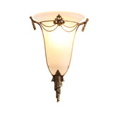 Brass Bell Sconce Traditionary Opal Glass 1 Head Wall Mounted Lighting for Bedside Clearhalo 'Wall Lamps & Sconces' 'Wall Lights' Lighting' 238762