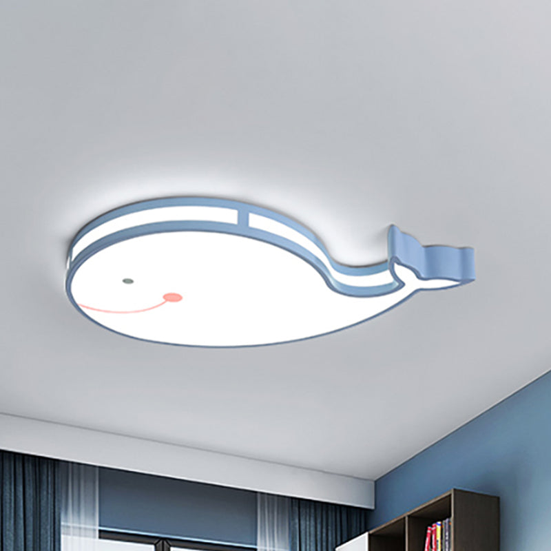 Whale Baby Bedroom Ceiling Light Acrylic Lovely Cartoon LED Flush Mount Ceiling Light Blue Clearhalo 'Ceiling Lights' 'Close To Ceiling Lights' 'Close to ceiling' 'Flush mount' Lighting' 238816