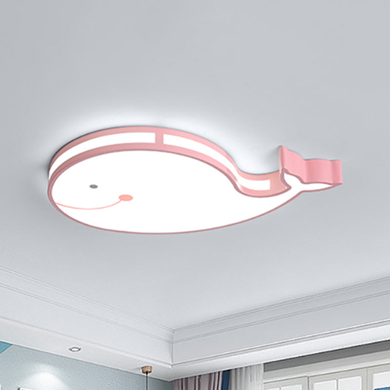 Whale Baby Bedroom Ceiling Light Acrylic Lovely Cartoon LED Flush Mount Ceiling Light Pink Clearhalo 'Ceiling Lights' 'Close To Ceiling Lights' 'Close to ceiling' 'Flush mount' Lighting' 238819