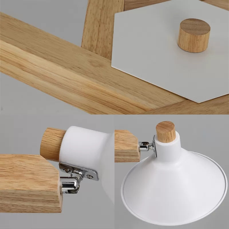 Rotatable Wood Ceiling Light 6 Lights Modern Nordic Chandelier in White for Living Room Clearhalo 'Ceiling Lights' 'Chandeliers' Lighting' options 23882