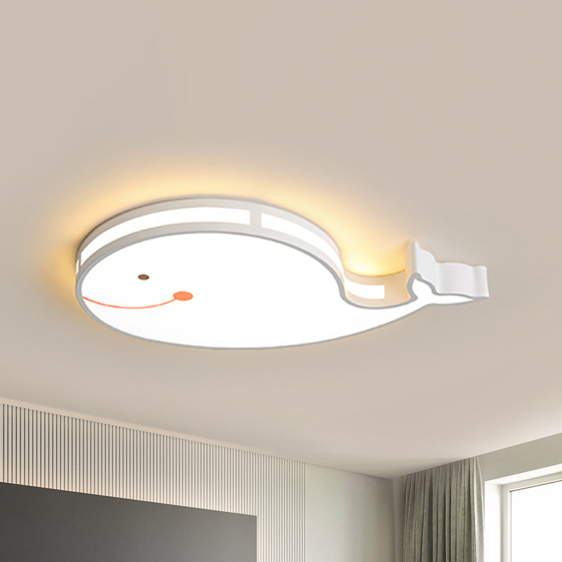 Whale Baby Bedroom Ceiling Light Acrylic Lovely Cartoon LED Flush Mount Ceiling Light White Clearhalo 'Ceiling Lights' 'Close To Ceiling Lights' 'Close to ceiling' 'Flush mount' Lighting' 238822