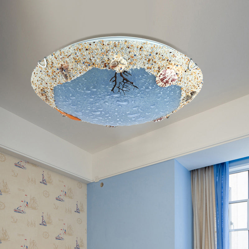 Bowl Stained Art Glass Flush Mount Lamp Kids Style LED Ceiling Flush Light for Bedroom Clearhalo 'Ceiling Lights' 'Close To Ceiling Lights' 'Close to ceiling' 'Flush mount' Lighting' 2388687