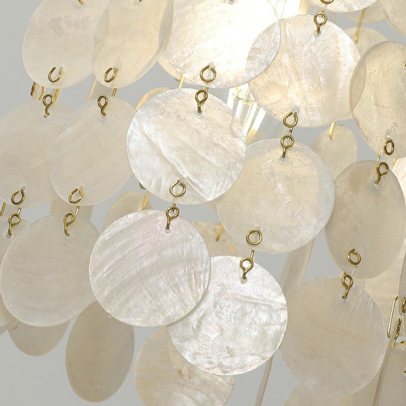 Single-Bulb Discs Wall Lighting Coastal Gold Natural Shell Wall Mounted Light with Pull Chain Clearhalo 'Wall Lamps & Sconces' 'Wall Lights' Lighting' 2388782