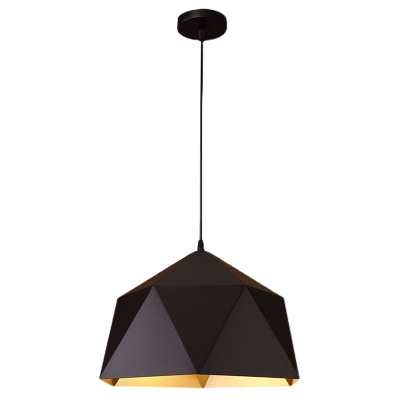 Rhombus Cut Metal Suspension Lamp Loft Style 1-Light Living Room Pendant Light Fixture Clearhalo 'Art Deco Pendants' 'Black' 'Cast Iron' 'Ceiling Lights' 'Ceramic' 'Crystal' 'Industrial Pendants' 'Industrial' 'Metal' 'Middle Century Pendants' 'Pendant Lights' 'Pendants' 'Rustic Pendants' 'Tiffany' Lighting' 2388963