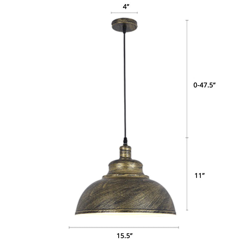 Bowl Shade Restaurant Hanging Lamp Factory Style Metal 1 Head Pendant Ceiling Light Bronze 16" Clearhalo 'Art Deco Pendants' 'Black' 'Cast Iron' 'Ceiling Lights' 'Ceramic' 'Crystal' 'Industrial Pendants' 'Industrial' 'Metal' 'Middle Century Pendants' 'Pendant Lights' 'Pendants' 'Rustic Pendants' 'Tiffany' Lighting' 2388975