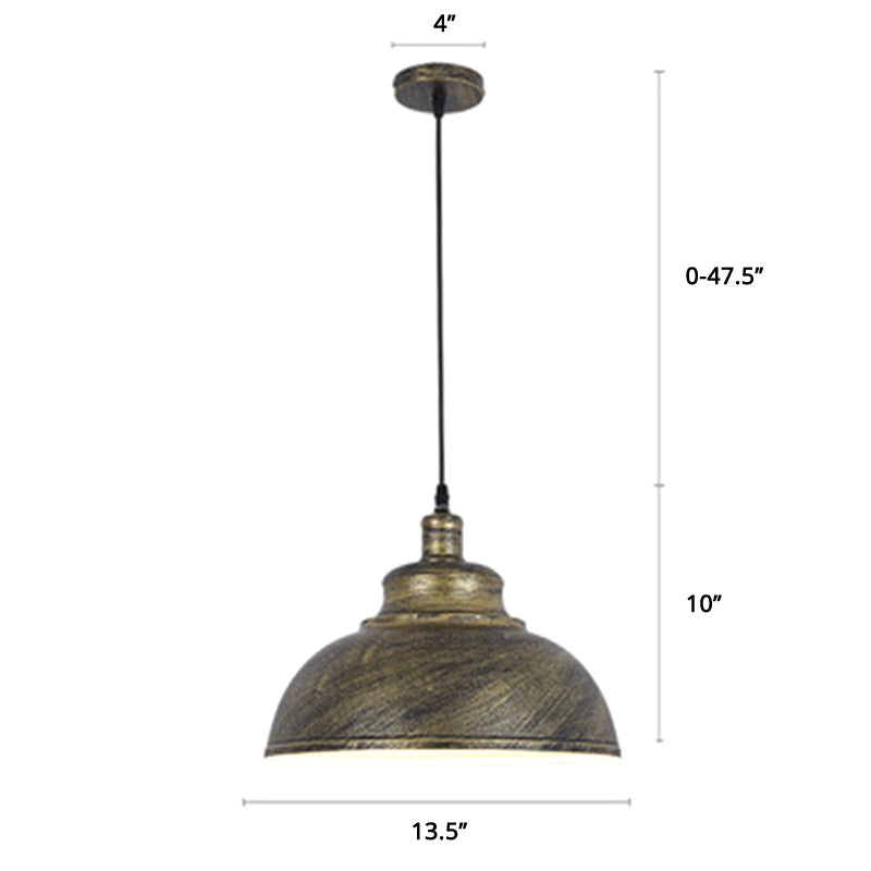 Bowl Shade Restaurant Hanging Lamp Factory Style Metal 1 Head Pendant Ceiling Light Bronze 14" Clearhalo 'Art Deco Pendants' 'Black' 'Cast Iron' 'Ceiling Lights' 'Ceramic' 'Crystal' 'Industrial Pendants' 'Industrial' 'Metal' 'Middle Century Pendants' 'Pendant Lights' 'Pendants' 'Rustic Pendants' 'Tiffany' Lighting' 2388977