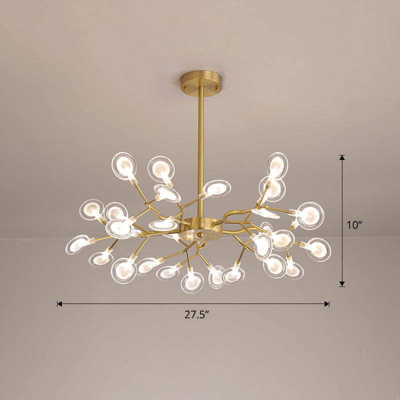 Glowworm Shaped Chandelier Lamp Postmodern Acrylic Hanging Light for Dining Room 30 Brass Clearhalo 'Ceiling Lights' 'Chandeliers' 'Modern Chandeliers' 'Modern' Lighting' 2389081