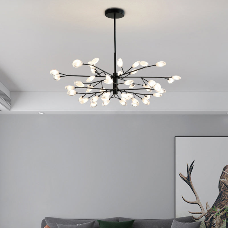 Black Tree Branches Ceiling Hang Lamp Contemporary Metal Chandelier for Living Room Clearhalo 'Ceiling Lights' 'Chandeliers' 'Modern Chandeliers' 'Modern' Lighting' 2389090