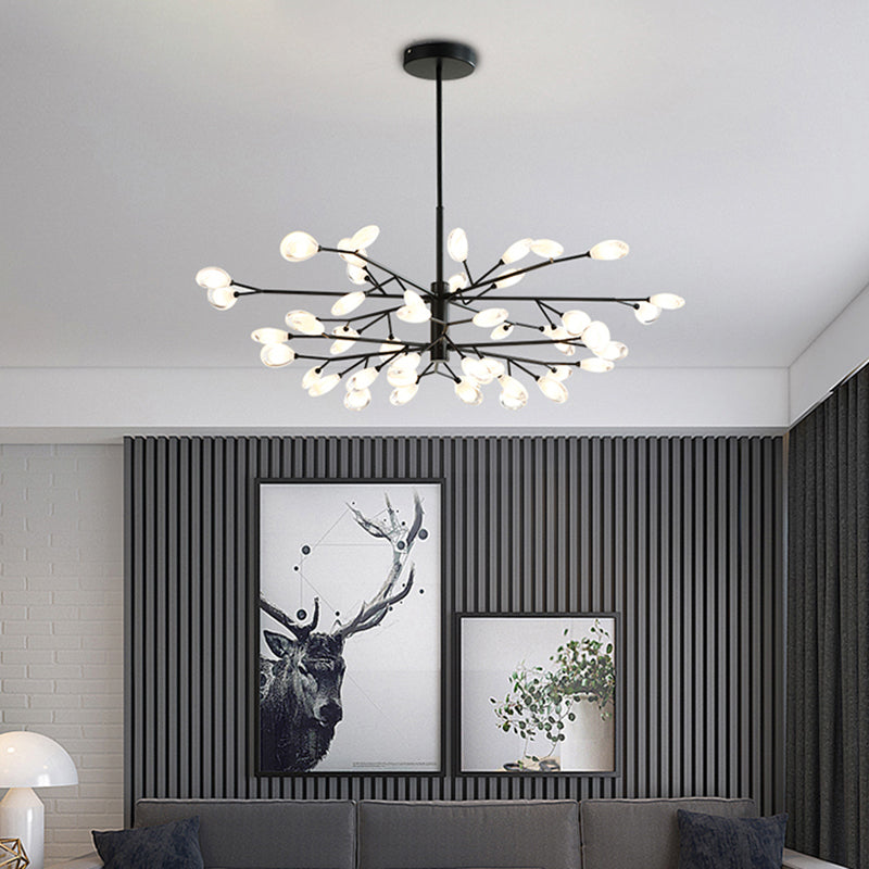 Black Tree Branches Ceiling Hang Lamp Contemporary Metal Chandelier for Living Room Clearhalo 'Ceiling Lights' 'Chandeliers' 'Modern Chandeliers' 'Modern' Lighting' 2389092