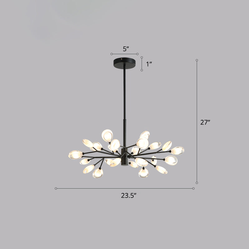 Black Tree Branches Ceiling Hang Lamp Contemporary Metal Chandelier for Living Room 24 Black Clearhalo 'Ceiling Lights' 'Chandeliers' 'Modern Chandeliers' 'Modern' Lighting' 2389094