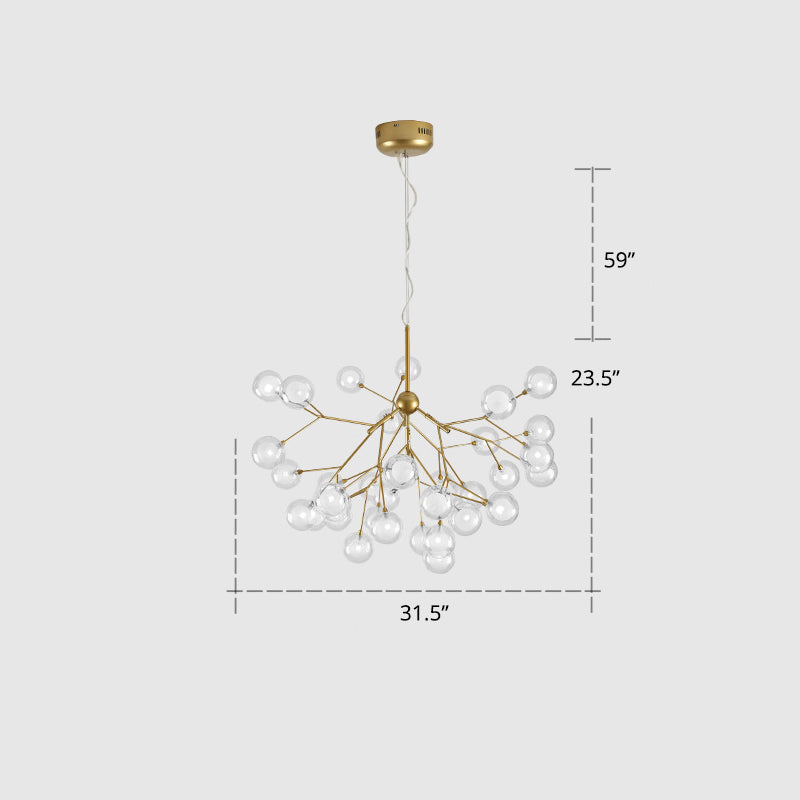 Double Glass Bubbles Chandelier Postmodern Style Firefly Pendant Lamp for Restaurant 36 Gold Clearhalo 'Ceiling Lights' 'Chandeliers' 'Modern Chandeliers' 'Modern' Lighting' 2389101