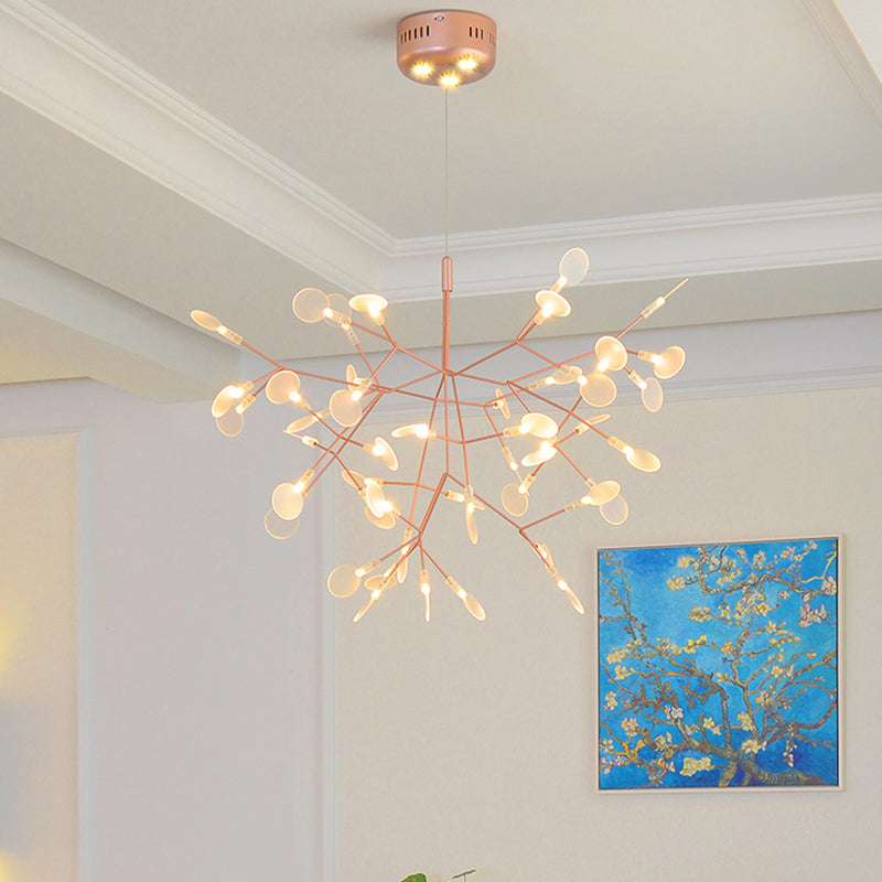 Stainless Steel Leaf Chandelier Minimalist Rose Gold LED Hanging Lamp for Restaurant Clearhalo 'Ceiling Lights' 'Chandeliers' 'Modern Chandeliers' 'Modern' Lighting' 2389121
