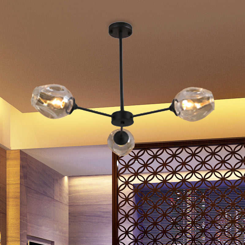 Modernist 3/6/8 Lights Hanging Chandelier Black/Chrome Sputnik Suspension Pendant with Blue/Amber Glass Shade Clearhalo 'Ceiling Lights' 'Chandeliers' 'Close To Ceiling Lights' 'Glass shade' 'Glass' 'Modern Chandeliers' 'Modern' Lighting' 238913