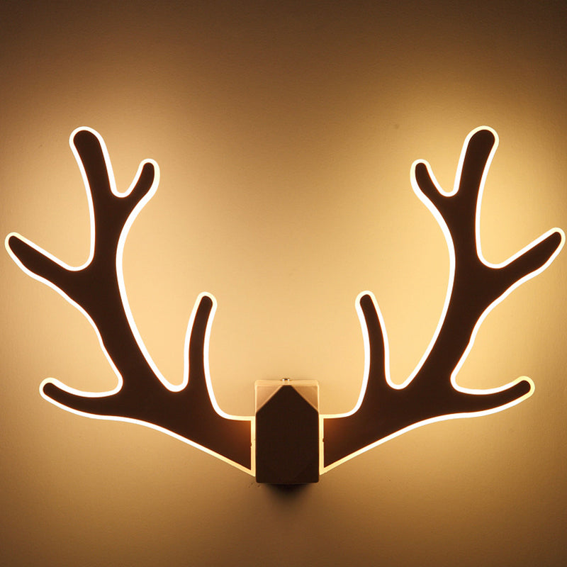 Deer Horn Shaped LED Wall Light Decorative Metal Corridor Sconce Lighting Fixture Black Warm Clearhalo 'Wall Lamps & Sconces' 'Wall Lights' Lighting' 2389249