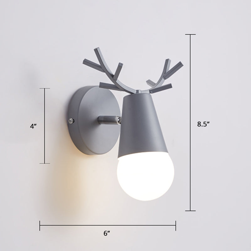 Antler Bedside Reading Wall Lamp Metal 1 Bulb Minimalist Sconce Fixture with Pivot Joint Grey Clearhalo 'Wall Lamps & Sconces' 'Wall Lights' Lighting' 2389264