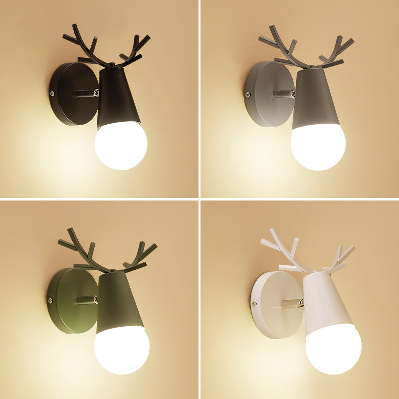 Antler Bedside Reading Wall Lamp Metal 1 Bulb Minimalist Sconce Fixture with Pivot Joint Clearhalo 'Wall Lamps & Sconces' 'Wall Lights' Lighting' 2389266