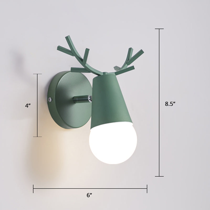 Antler Bedside Reading Wall Lamp Metal 1 Bulb Minimalist Sconce Fixture with Pivot Joint Green Clearhalo 'Wall Lamps & Sconces' 'Wall Lights' Lighting' 2389267