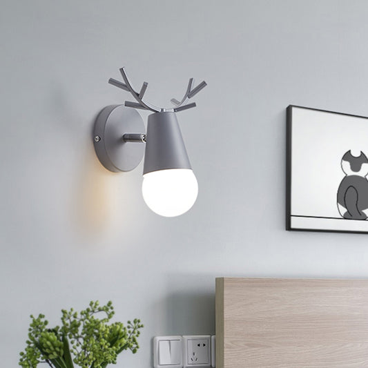 Antler Bedside Reading Wall Lamp Metal 1 Bulb Minimalist Sconce Fixture with Pivot Joint Clearhalo 'Wall Lamps & Sconces' 'Wall Lights' Lighting' 2389268