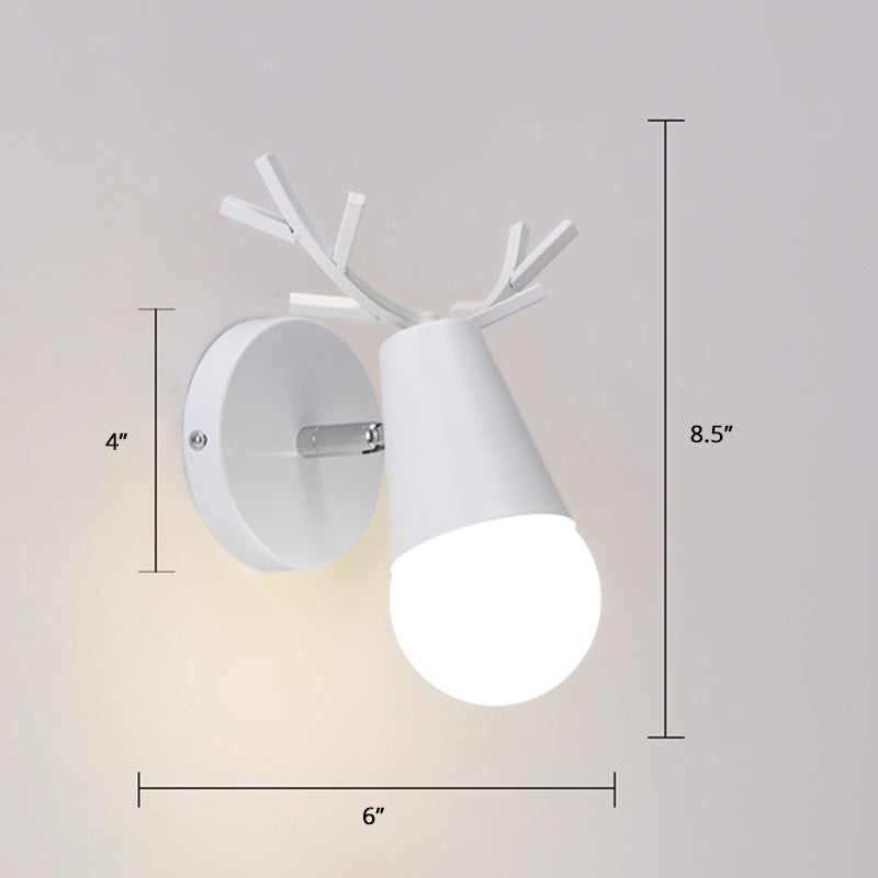 Antler Bedside Reading Wall Lamp Metal 1 Bulb Minimalist Sconce Fixture with Pivot Joint White Clearhalo 'Wall Lamps & Sconces' 'Wall Lights' Lighting' 2389269