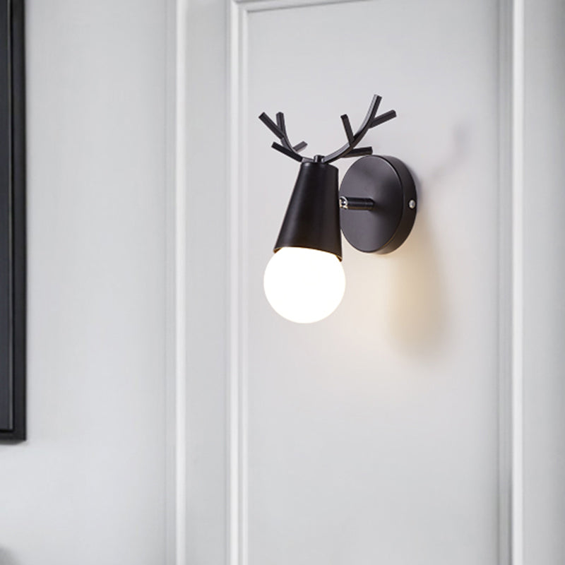 Antler Bedside Reading Wall Lamp Metal 1 Bulb Minimalist Sconce Fixture with Pivot Joint Clearhalo 'Wall Lamps & Sconces' 'Wall Lights' Lighting' 2389270