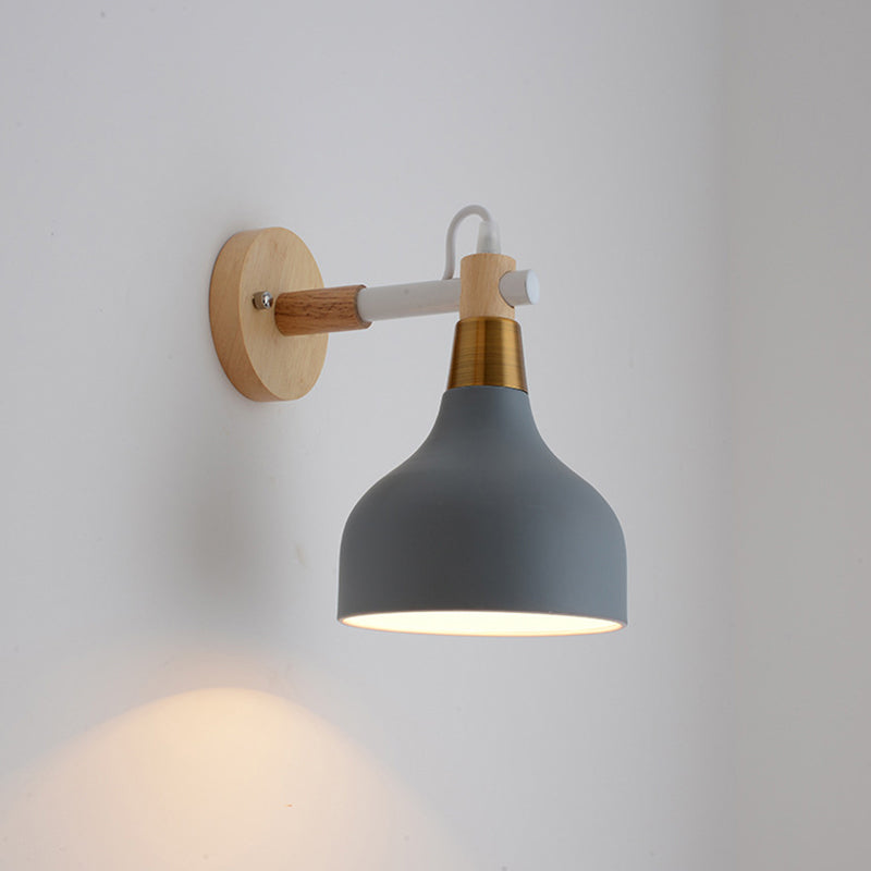 Pear-Like Rotatable Reading Wall Light Nordic Metal 1 Head Bedroom Wall Mounted Lamp Grey Clearhalo 'Wall Lamps & Sconces' 'Wall Lights' Lighting' 2389273