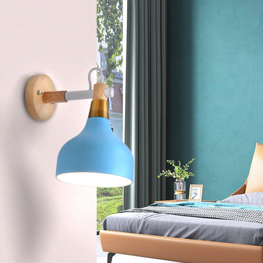 Pear-Like Rotatable Reading Wall Light Nordic Metal 1 Head Bedroom Wall Mounted Lamp Blue Clearhalo 'Wall Lamps & Sconces' 'Wall Lights' Lighting' 2389275