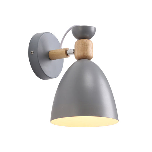 Single Bedside Wall Mounted Reading Light Macaron Adjustable Wall Lamp with Bell Metal Shade Clearhalo 'Wall Lamps & Sconces' 'Wall Lights' Lighting' 2389280