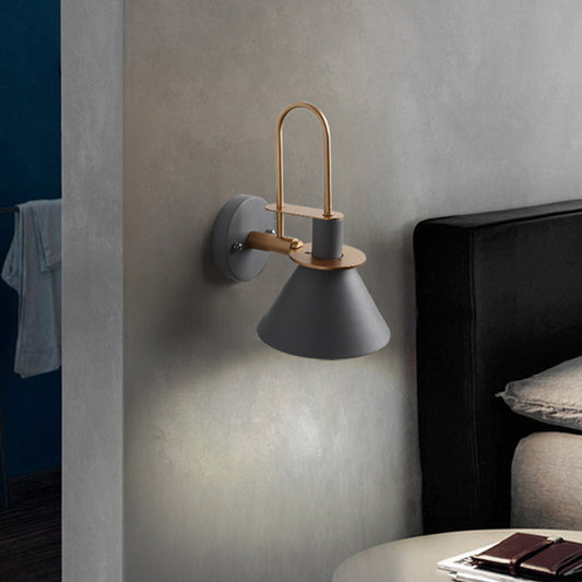 Macaron 1-Head Wall Light Bugle Shaped Wall Mount Lamp with Metal Shade for Bedroom Clearhalo 'Wall Lamps & Sconces' 'Wall Lights' Lighting' 2389297