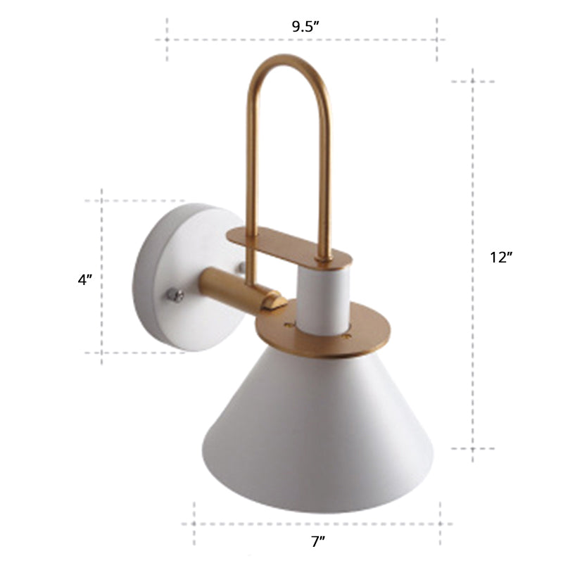 Macaron 1-Head Wall Light Bugle Shaped Wall Mount Lamp with Metal Shade for Bedroom White Clearhalo 'Wall Lamps & Sconces' 'Wall Lights' Lighting' 2389300