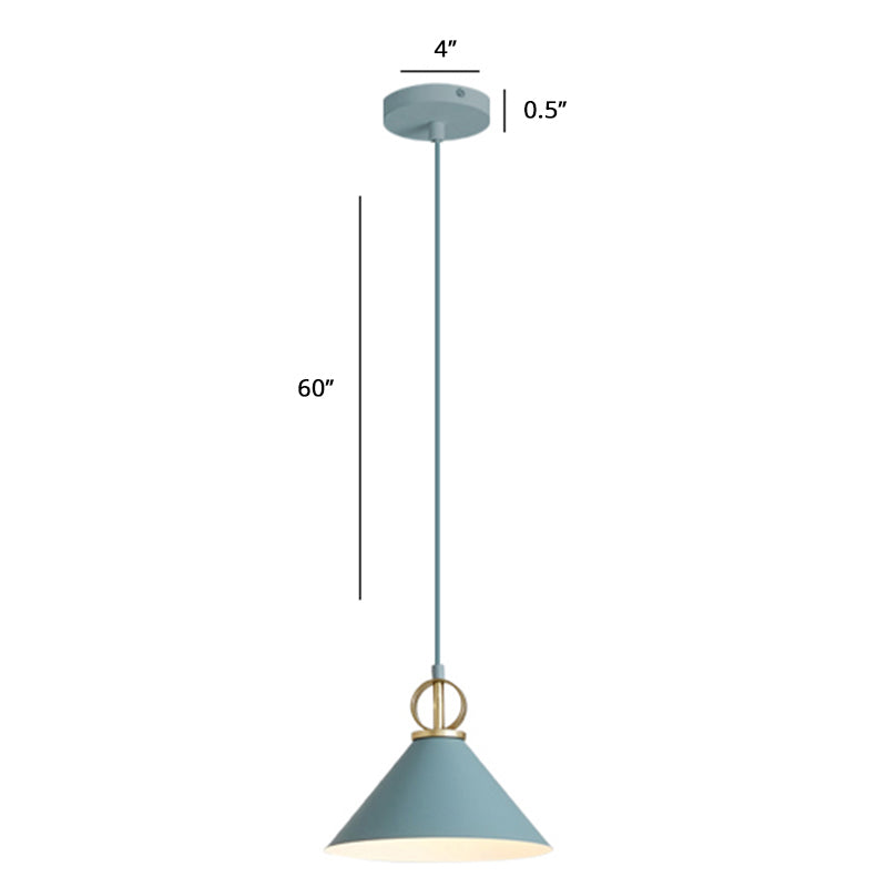 Cone Shaped Pendant Lighting Nordic Metal Single-Bulb Suspension Light for Dining Room Grey Clearhalo 'Ceiling Lights' 'Pendant Lights' 'Pendants' Lighting' 2389326