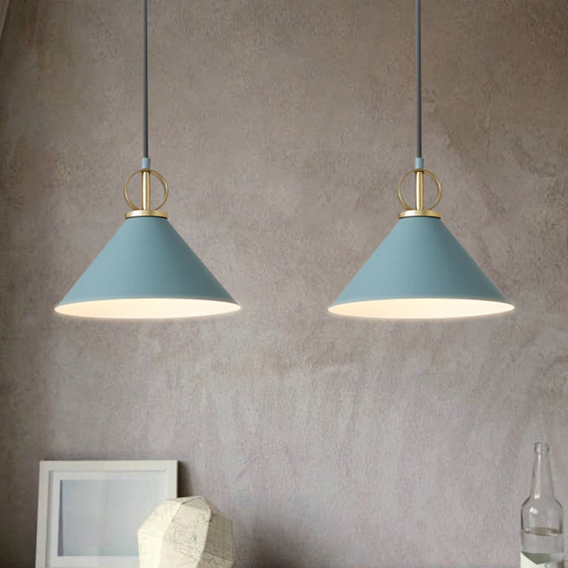 Cone Shaped Pendant Lighting Nordic Metal Single-Bulb Suspension Light for Dining Room Clearhalo 'Ceiling Lights' 'Pendant Lights' 'Pendants' Lighting' 2389327