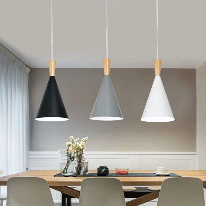 Macaron Cone Pendant Lamp Metallic 1-Light Restaurant Suspended Lighting Fixture Clearhalo 'Ceiling Lights' 'Pendant Lights' 'Pendants' Lighting' 2389335