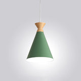 Conical Living Room Drop Pendant Metal 1 Bulb Macaron Style Hanging Ceiling Light Green Clearhalo 'Ceiling Lights' 'Pendant Lights' 'Pendants' Lighting' 2389349