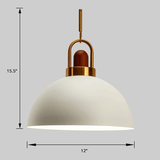 Bowl Shaped Hanging Lamp Nordic Metal 1-Light Restaurant Ceiling Pendant with Arc Handle White Clearhalo 'Ceiling Lights' 'Pendant Lights' 'Pendants' Lighting' 2389356