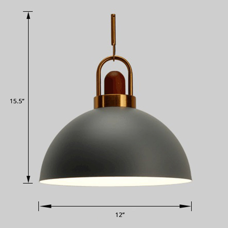 Bowl Shaped Hanging Lamp Nordic Metal 1-Light Restaurant Ceiling Pendant with Arc Handle Grey Clearhalo 'Ceiling Lights' 'Pendant Lights' 'Pendants' Lighting' 2389357