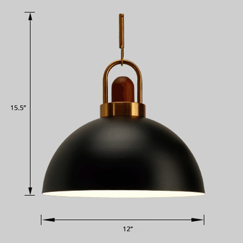 Bowl Shaped Hanging Lamp Nordic Metal 1-Light Restaurant Ceiling Pendant with Arc Handle Black Clearhalo 'Ceiling Lights' 'Pendant Lights' 'Pendants' Lighting' 2389359