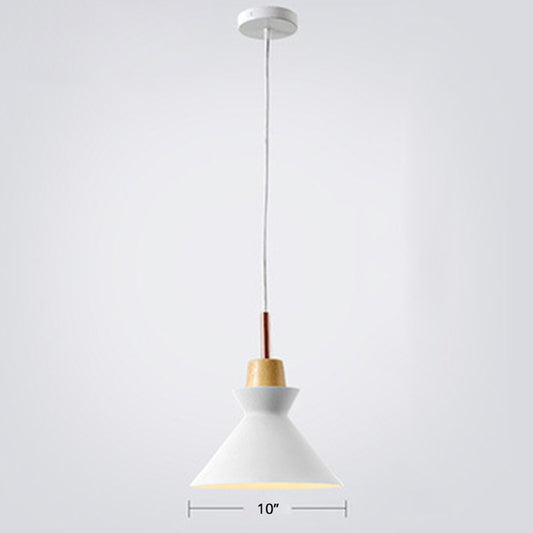 Conical Metal Ceiling Suspension Lamp Nordic Single-Bulb Pendant Light for Dining Room White Clearhalo 'Ceiling Lights' 'Pendant Lights' 'Pendants' Lighting' 2389373