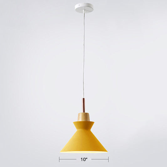 Conical Metal Ceiling Suspension Lamp Nordic Single-Bulb Pendant Light for Dining Room Yellow Clearhalo 'Ceiling Lights' 'Pendant Lights' 'Pendants' Lighting' 2389374