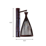 Dark Brown Conic Wall Lamp Fixture Asia 1 Head Bamboo Wall Mounted Light for Kitchen Clearhalo 'Wall Lamps & Sconces' 'Wall Lights' Lighting' 2389452