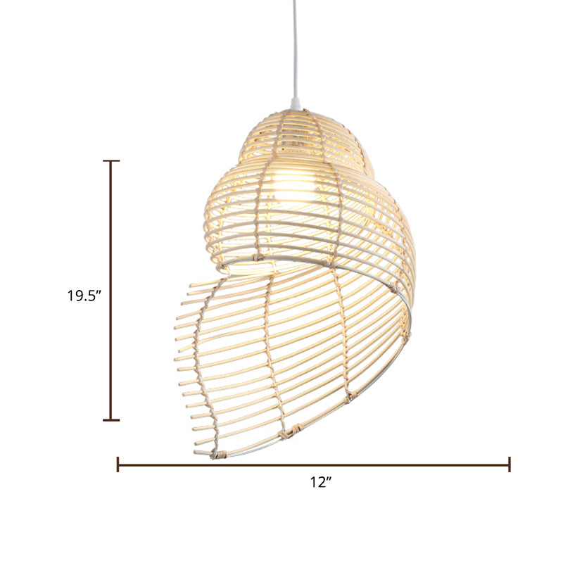 Bamboo Spiral Shell Pendant Light Fixture Asia Single Hanging Light for Restaurant Clearhalo 'Ceiling Lights' 'Pendant Lights' 'Pendants' Lighting' 2389531