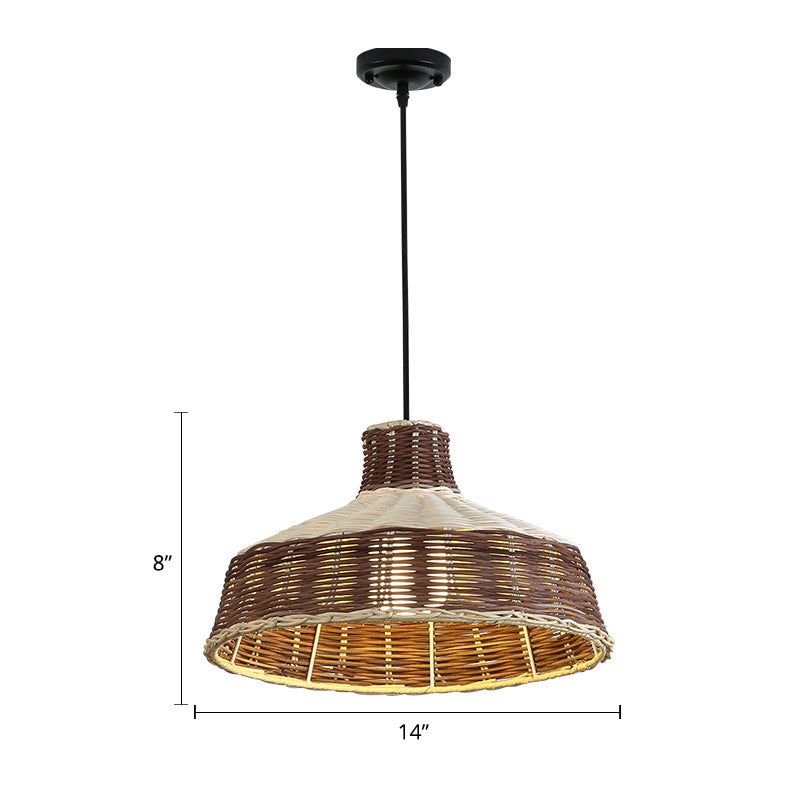 Cage Shade Dining Room Pendulum Light Bamboo Single Asian Style Ceiling Pendant Lamp Clearhalo 'Ceiling Lights' 'Pendant Lights' 'Pendants' Lighting' options 2389590