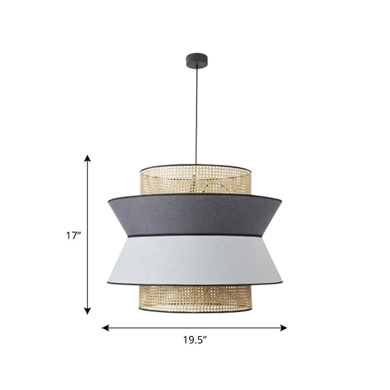 Nordic Hollowed-out Suspension Lamp Bamboo 1-Light Dining Room Hanging Light Fixture Grey 19.5" Clearhalo 'Ceiling Lights' 'Pendant Lights' 'Pendants' Lighting' options 2389602_c5ecc496-97d7-478c-954e-df2a8cfcf38f