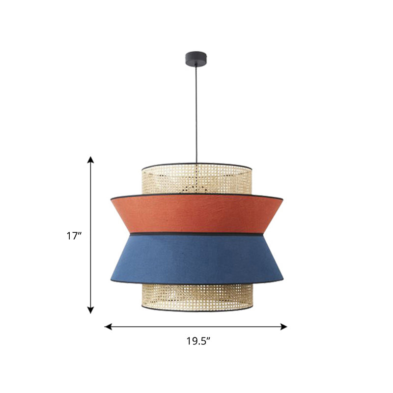 Nordic Hollowed-out Suspension Lamp Bamboo 1-Light Dining Room Hanging Light Fixture Red 19.5" Clearhalo 'Ceiling Lights' 'Pendant Lights' 'Pendants' Lighting' options 2389609_d86cd58c-3d1d-4727-8fb2-eaf0288475fc