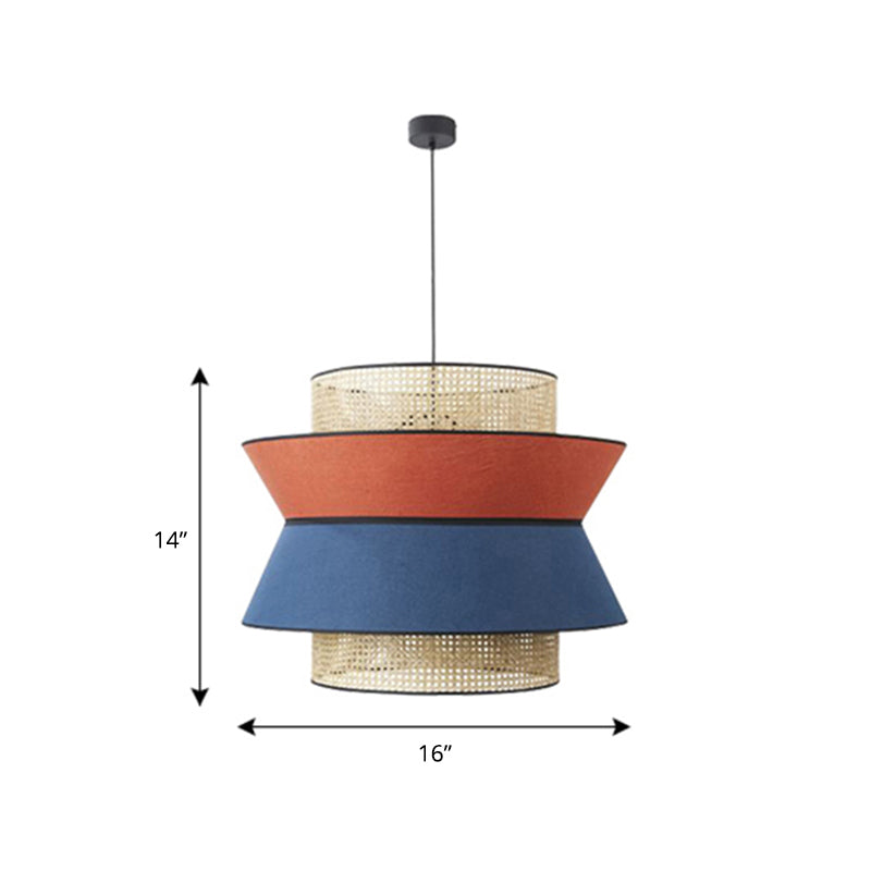 Nordic Hollowed-out Suspension Lamp Bamboo 1-Light Dining Room Hanging Light Fixture Red 16" Clearhalo 'Ceiling Lights' 'Pendant Lights' 'Pendants' Lighting' options 2389610_22d2e887-79b1-416b-aa33-4ceb283ed8d7