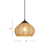 Minimalist Waterdrop Shaped Pendant Lighting Hemp Rope 1-Light Bedside Pendulum Light Black 10.5" Clearhalo 'Ceiling Lights' 'Pendant Lights' 'Pendants' Lighting' 2389628