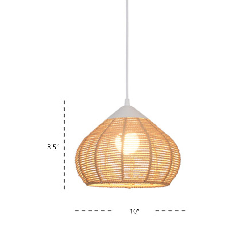 Minimalist Waterdrop Shaped Pendant Lighting Hemp Rope 1-Light Bedside Pendulum Light White 10.5" Clearhalo 'Ceiling Lights' 'Pendant Lights' 'Pendants' Lighting' 2389631