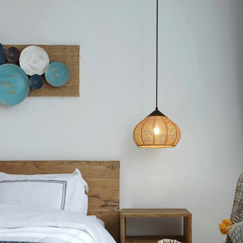 Minimalist Waterdrop Shaped Pendant Lighting Hemp Rope 1-Light Bedside Pendulum Light Clearhalo 'Ceiling Lights' 'Pendant Lights' 'Pendants' Lighting' 2389632