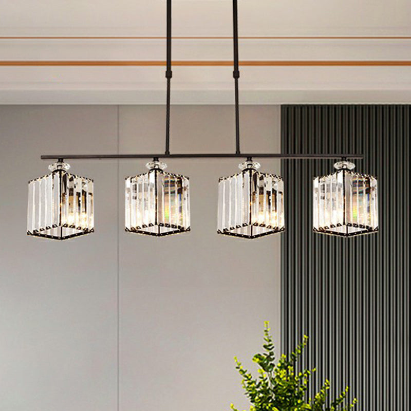 Geometrical Crystal Ceiling Chandelier Minimalist Black Hanging Light Fixture for Restaurant Clearhalo 'Ceiling Lights' 'Chandeliers' 'Modern Chandeliers' 'Modern' Lighting' 2389762