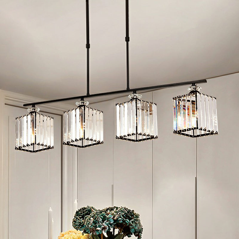 Geometrical Crystal Ceiling Chandelier Minimalist Black Hanging Light Fixture for Restaurant Clearhalo 'Ceiling Lights' 'Chandeliers' 'Modern Chandeliers' 'Modern' Lighting' 2389765